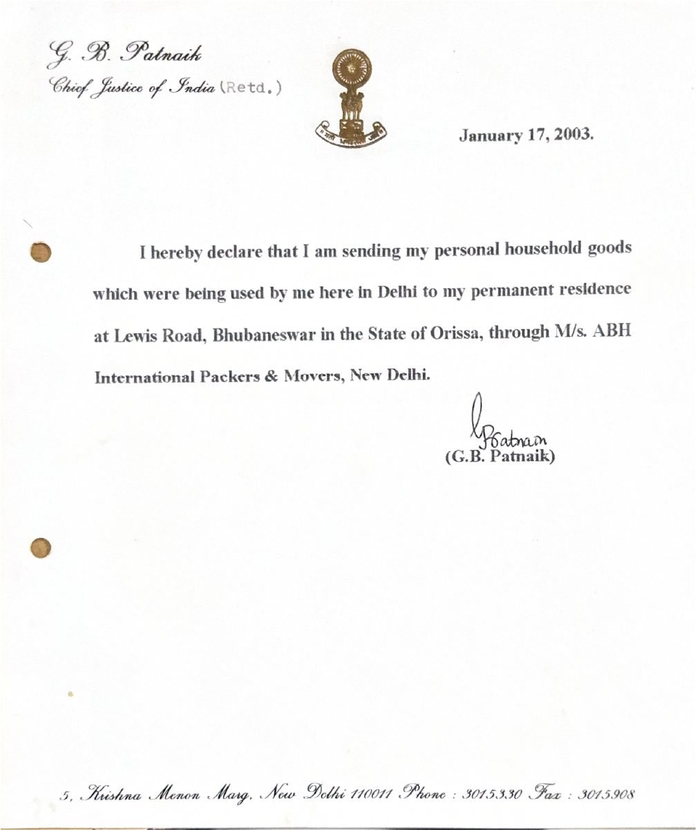 G. B. Patnaik Authorization Letter